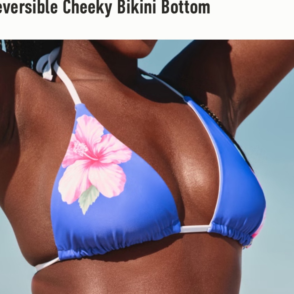 NWT Hollister L reservable bikini top  - blue hibiscus
